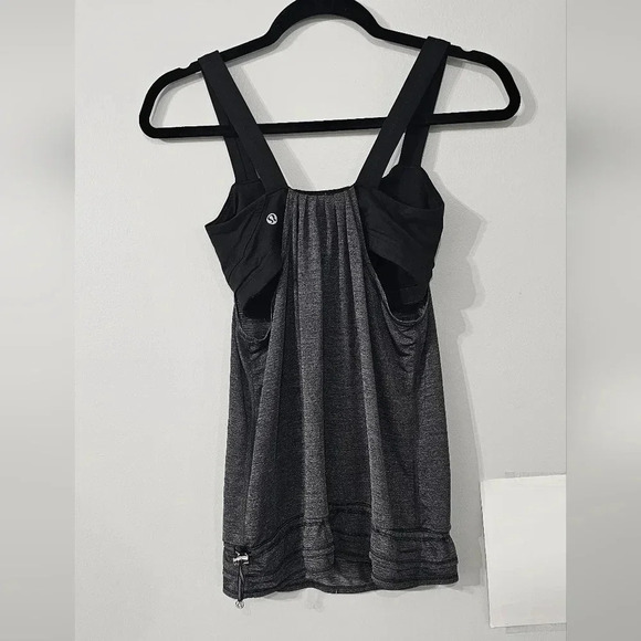 Lululemon back on track black gray built in bra drawcord bottom hem tank top - Picture 7 of 13
